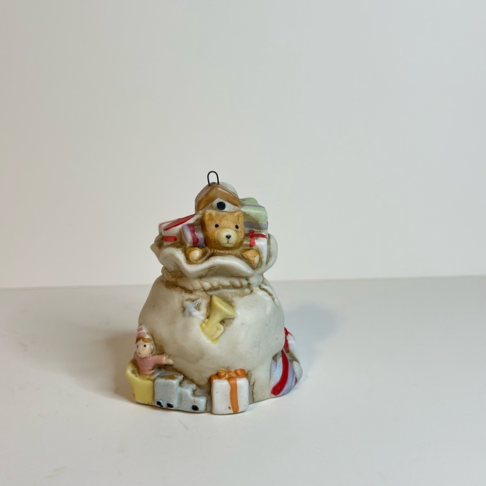 Christmas 1989 Schmid porcelain ornament Santa’s bag of toys Korea